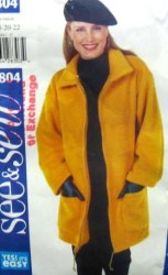 5804 BUTTERICK EZ WARM LOOSE LINED LONG ZIPPERED JACKET PATTERN 18-22